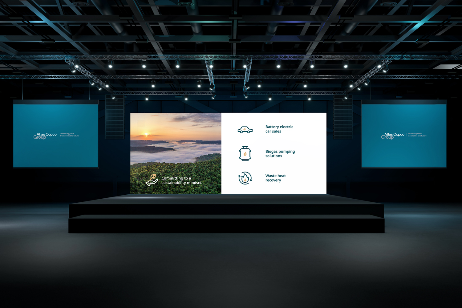 Atlas Copco Group – generic scenic visuals for large screens.